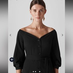 WHISTLES- Black Carina Off Shoulder Jumpsuit